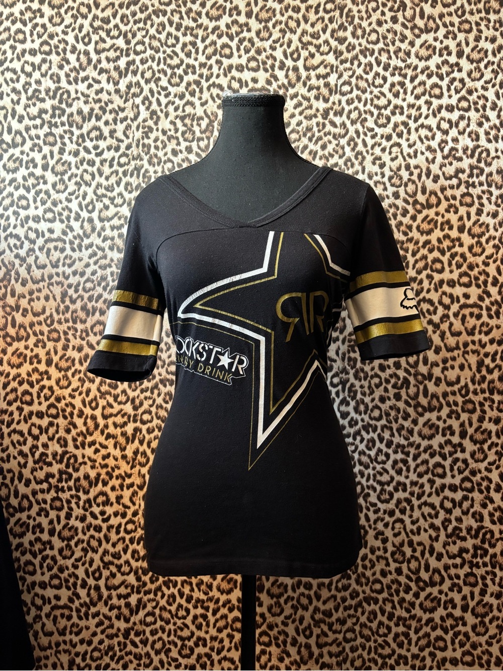 Fox Black Short Sleeve Logo Tee with Gold and White Accents